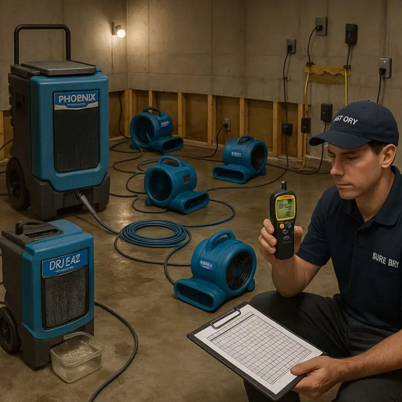 Structural Drying and Dehumidification process in Sugarcreek Police Dept, OH